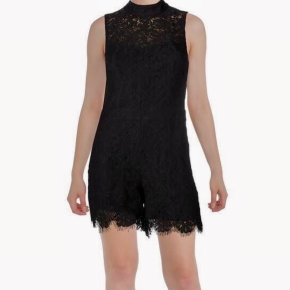 Guess Pants - Guess Kylie Black Lace Romper Black Size XS